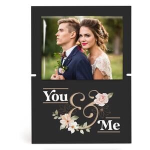"You & Me" Story Board Linkable Stand-Up Photo Frame Black/Floral New
